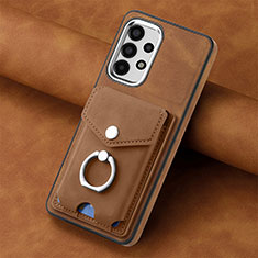 Custodia Silicone Morbida In Pelle Cover SD4 per Samsung Galaxy A13 4G Marrone