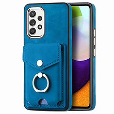 Custodia Silicone Morbida In Pelle Cover SD4 per Samsung Galaxy A52s 5G Blu