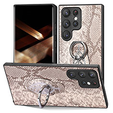 Custodia Silicone Morbida In Pelle Cover SD4 per Samsung Galaxy S24 Ultra 5G Khaki