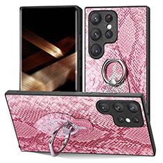 Custodia Silicone Morbida In Pelle Cover SD4 per Samsung Galaxy S24 Ultra 5G Rosa Caldo