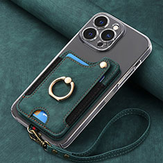 Custodia Silicone Morbida In Pelle Cover SD5 per Apple iPhone 14 Pro Max Verde