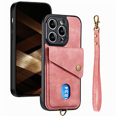 Custodia Silicone Morbida In Pelle Cover SD5 per Apple iPhone 14 Pro Rosa