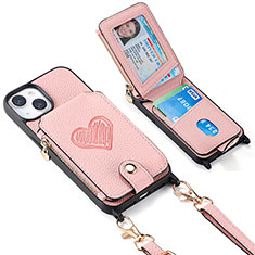 Custodia Silicone Morbida In Pelle Cover SD5 per Apple iPhone 14 Rosa