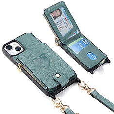 Custodia Silicone Morbida In Pelle Cover SD5 per Apple iPhone 15 Plus Azzurro