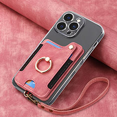 Custodia Silicone Morbida In Pelle Cover SD5 per Apple iPhone 15 Pro Rosa
