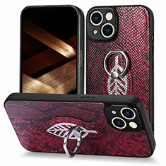 Custodia Silicone Morbida In Pelle Cover SD6 per Apple iPhone 15 Plus Rosso