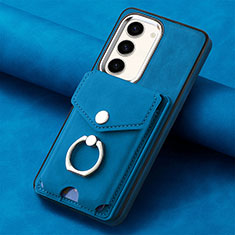 Custodia Silicone Morbida In Pelle Cover SD6 per Samsung Galaxy S22 5G Blu