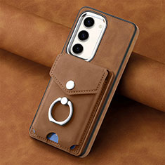 Custodia Silicone Morbida In Pelle Cover SD6 per Samsung Galaxy S22 5G Marrone
