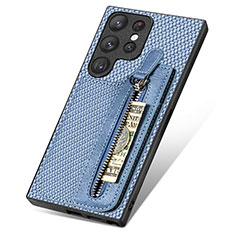 Custodia Silicone Morbida In Pelle Cover SD6 per Samsung Galaxy S22 Ultra 5G Blu