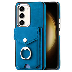 Custodia Silicone Morbida In Pelle Cover SD7 per Samsung Galaxy S22 5G Blu