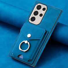 Custodia Silicone Morbida In Pelle Cover SD7 per Samsung Galaxy S22 Ultra 5G Blu