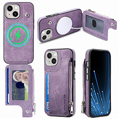 Custodia Silicone Morbida In Pelle Cover SD8 per Apple iPhone 13 Lavanda