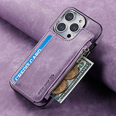 Custodia Silicone Morbida In Pelle Cover SD8 per Apple iPhone 14 Pro Lavanda