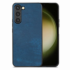 Custodia Silicone Morbida In Pelle Cover SD8 per Samsung Galaxy S22 5G Blu