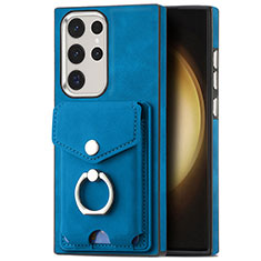 Custodia Silicone Morbida In Pelle Cover SD8 per Samsung Galaxy S22 Ultra 5G Blu