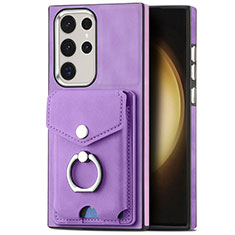 Custodia Silicone Morbida In Pelle Cover SD8 per Samsung Galaxy S23 Ultra 5G Lavanda