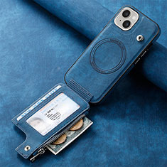 Custodia Silicone Morbida In Pelle Cover SD9 per Apple iPhone 13 Blu