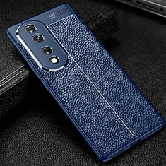 Custodia Silicone Morbida In Pelle Cover WL1 per Huawei Honor 70 Pro+ Plus 5G Blu