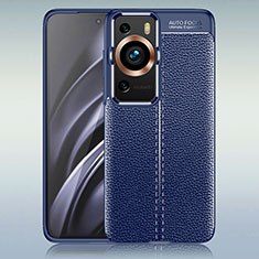 Custodia Silicone Morbida In Pelle Cover WL1 per Huawei P60 Blu