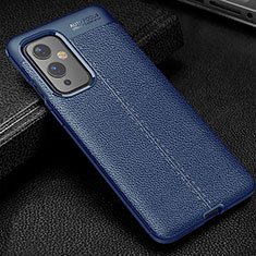Custodia Silicone Morbida In Pelle Cover WL1 per OnePlus 9 5G Blu