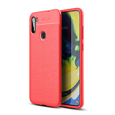 Custodia Silicone Morbida In Pelle Cover WL1 per Samsung Galaxy M11 Rosso