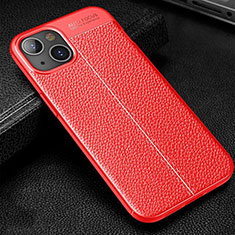 Custodia Silicone Morbida In Pelle Cover Z01 per Apple iPhone 13 Mini Rosso