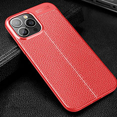 Custodia Silicone Morbida In Pelle Cover Z01 per Apple iPhone 13 Pro Rosso