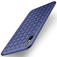 Custodia Silicone Morbida In Pelle per Apple iPhone Xs Max Blu