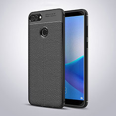 Custodia Silicone Morbida In Pelle per Huawei Y9 (2018) Nero