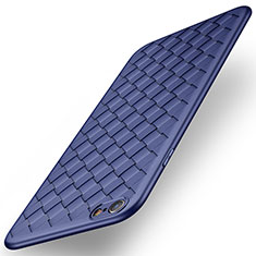 Custodia Silicone Morbida In Pelle W02 per Apple iPhone 6S Plus Blu