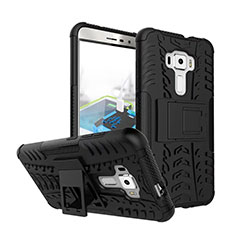 Custodia Silicone Morbida Lucido con Supporto per Asus Zenfone 3 ZE552KL Nero