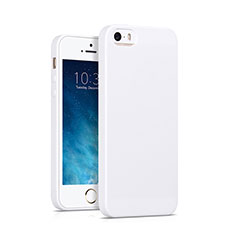 Custodia Silicone Morbida Lucido per Apple iPhone 5 Bianco
