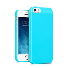 Custodia Silicone Morbida Lucido per Apple iPhone 5 Cielo Blu