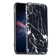 Custodia Silicone Morbida Pattern di Marmo P01 per Apple iPhone X Nero