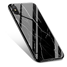 Custodia Silicone Morbida Pattern di Marmo per Apple iPhone Xs Max Nero