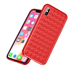 Custodia Silicone Morbida Spigato per Apple iPhone Xs Max Rosso