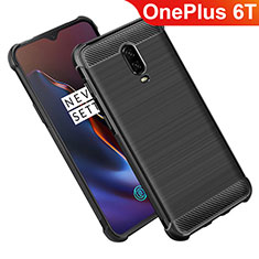 Custodia Silicone Morbida Spigato per OnePlus 6T Nero