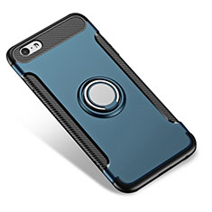 Custodia Silicone Opaca con Anello Supporto per Apple iPhone 6 Plus Blu