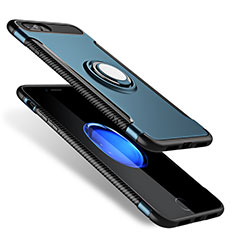Custodia Silicone Opaca con Anello Supporto per Apple iPhone 8 Plus Blu
