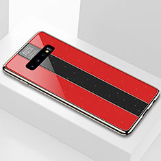 Custodia Silicone Specchio Laterale Cover A01 per Samsung Galaxy S10 Rosso