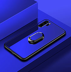 Custodia Silicone Specchio Laterale Cover con Anello Supporto per Huawei P30 Pro Blu
