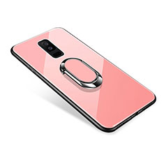Custodia Silicone Specchio Laterale Cover con Anello Supporto per Samsung Galaxy A6 Plus (2018) Oro Rosa