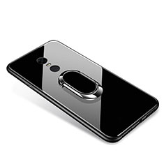 Custodia Silicone Specchio Laterale Cover con Anello Supporto per Xiaomi Redmi 5 Plus Nero