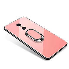 Custodia Silicone Specchio Laterale Cover con Anello Supporto per Xiaomi Redmi Note 5 Indian Version Oro Rosa