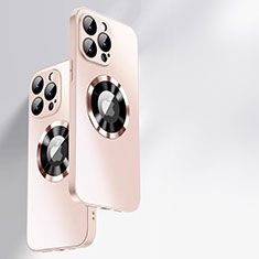 Custodia Silicone Specchio Laterale Cover con Mag-Safe Magnetic per Apple iPhone 15 Pro Oro Rosa