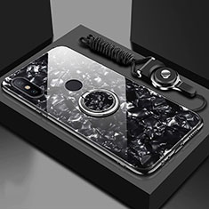 Custodia Silicone Specchio Laterale Cover con Magnetico Anello Supporto A01 per Xiaomi Mi A2 Nero