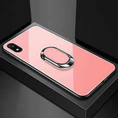 Custodia Silicone Specchio Laterale Cover con Magnetico Anello Supporto A01 per Xiaomi Redmi 7A Oro Rosa