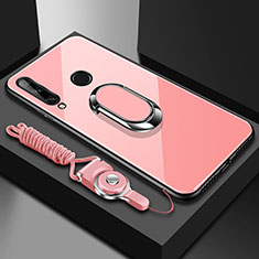 Custodia Silicone Specchio Laterale Cover con Magnetico Anello Supporto per Huawei Enjoy 10 Plus Rosa
