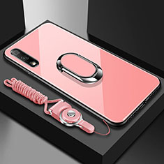 Custodia Silicone Specchio Laterale Cover con Magnetico Anello Supporto per Huawei Enjoy 10 Rosa