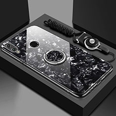Custodia Silicone Specchio Laterale Cover con Magnetico Anello Supporto per Huawei Enjoy 9 Plus Nero